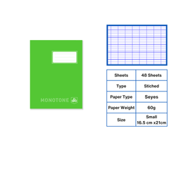 OPP School Stitched MONOTONE 60g Seyes 48sh 16.5x21.5 (LI4801/S6)