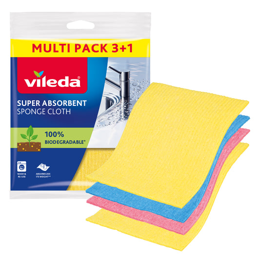 Vileda Sponge Cloth, Pack of 3 + 1 Free