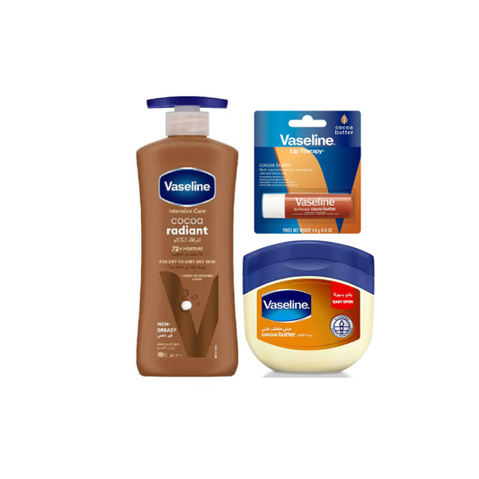 Vaseline Cocoa Bundle, Body Lotion 400ml + Lip Stick + Jelly 100ml, 10% OFF