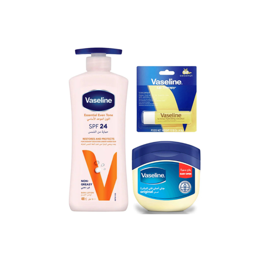 Vaseline Lightening Bundle, Body Lotion 400ml + Lip Stick + Jelly 100g, 10% OFF