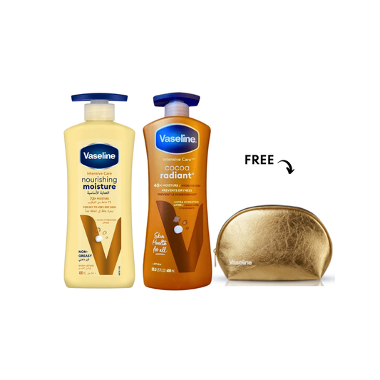 Vaseline Body Lotion Cocoa Radiant + Nourishing 400ml Get Free Pouch