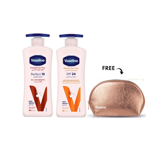 Vaseline Body Lotion UV Lightening + Perfect 10, 400ml Get Free Pouch