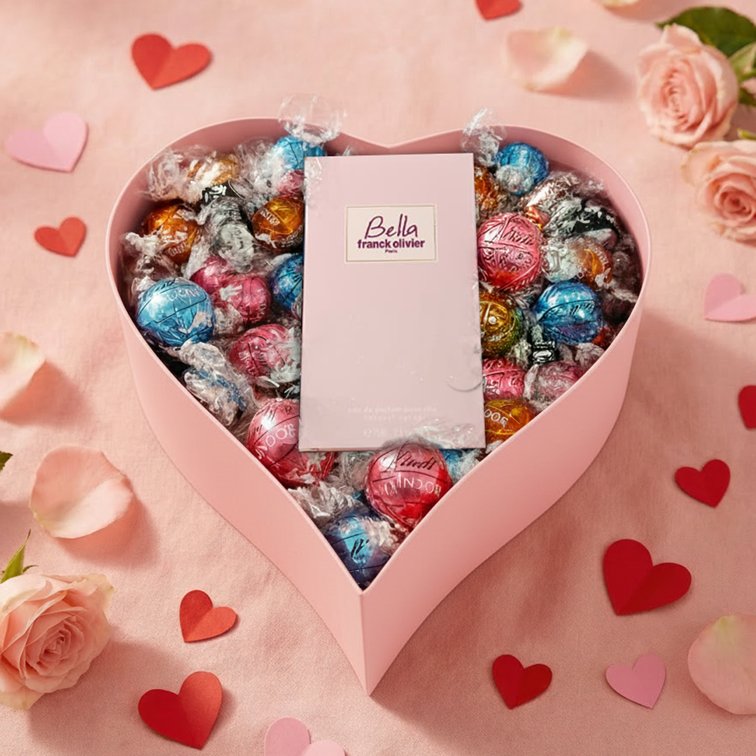 Lindt Valentine Hamper Lindor Assorted 500g + Franck Olivier Bella EDP 75ml 💗