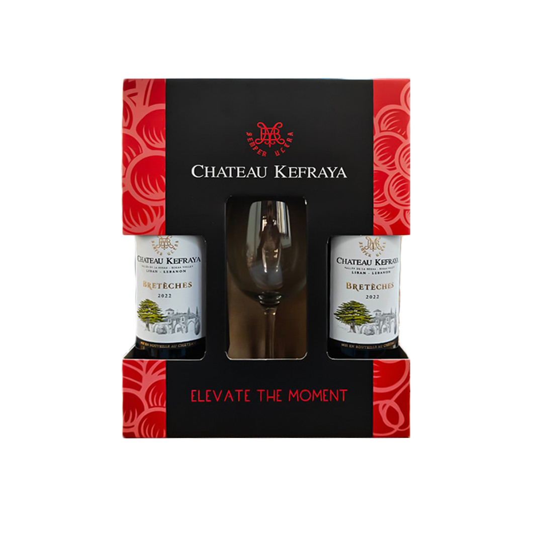 Château Kefraya Coffret Breteches Red 2022 Pack Of Two  + One Glass Free