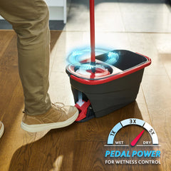 Vileda Turbo Rotating Mop Bucket Set with Foot Pedal |Telescopic Handle 85 – 123 cm | Floor mop with spinning wringer | Turbo 2in1 Microfibre Mop Head