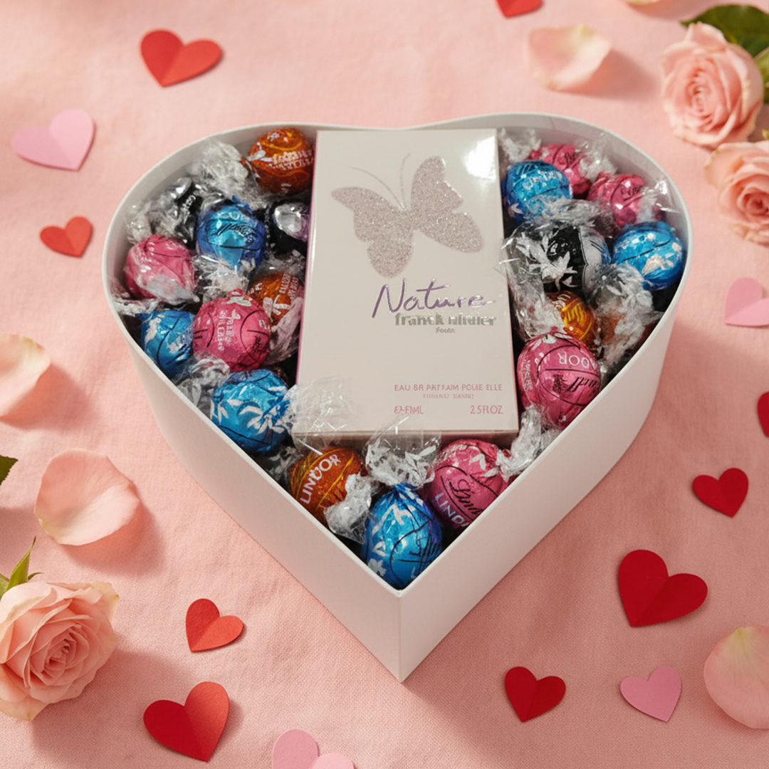 Lindt Valentine Hamper Lindor Assorted 300g + Franck Olivier Nature EDP 75ml 💗