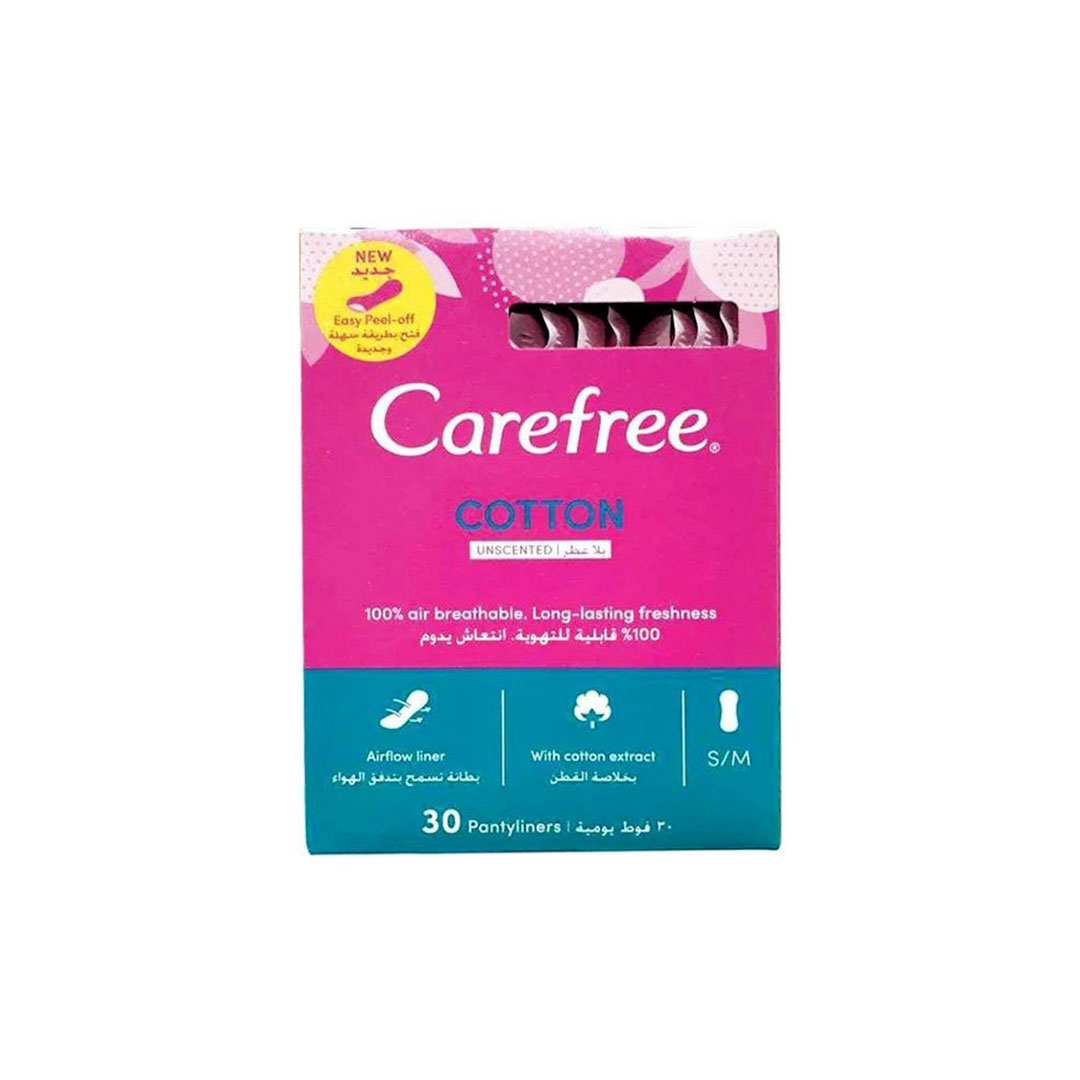 Carefree Cotton Feel Panty Liners Normal, Single Wrapped, 30's