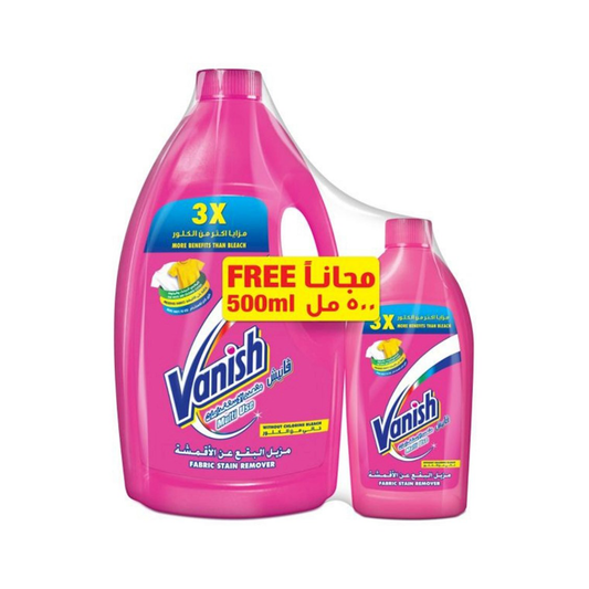Vanish Laundry Stain Remover For Colored and White Clothes 3L + Pink 500ml Free