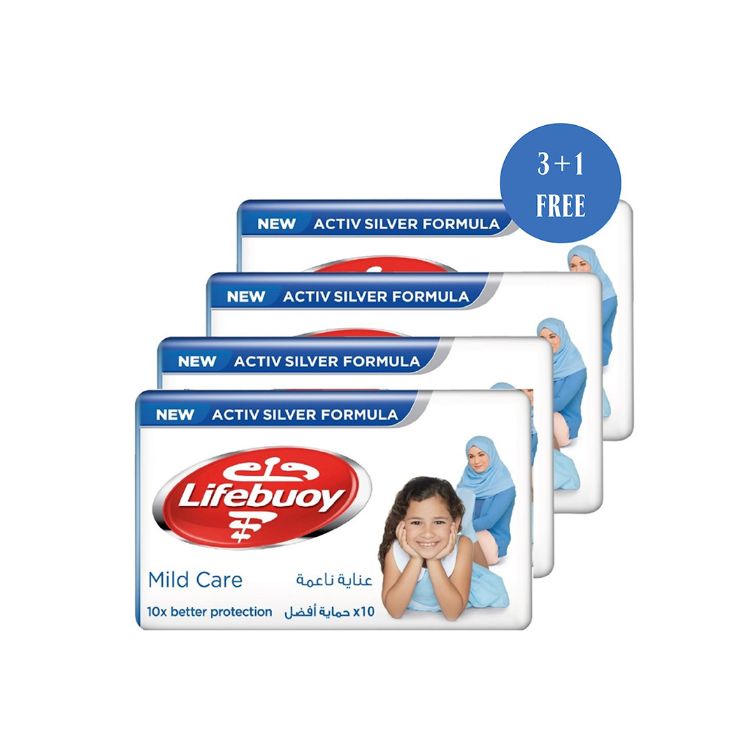 Lifebuoy Antibacterial Soap Bar Mild 125G  3+1FREE