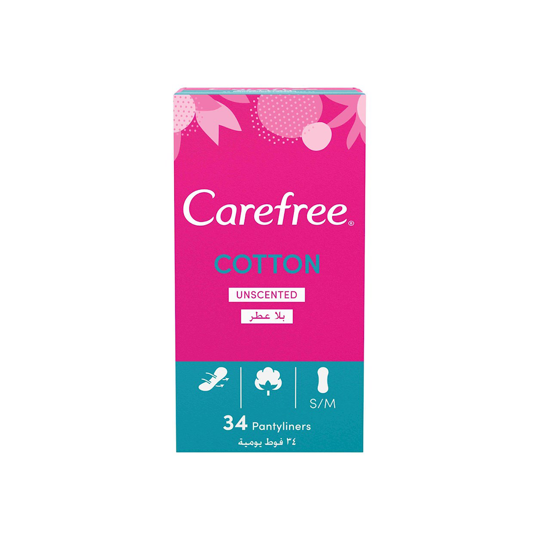 Carefree Cotton Fell Panty Liners Normal, 34's