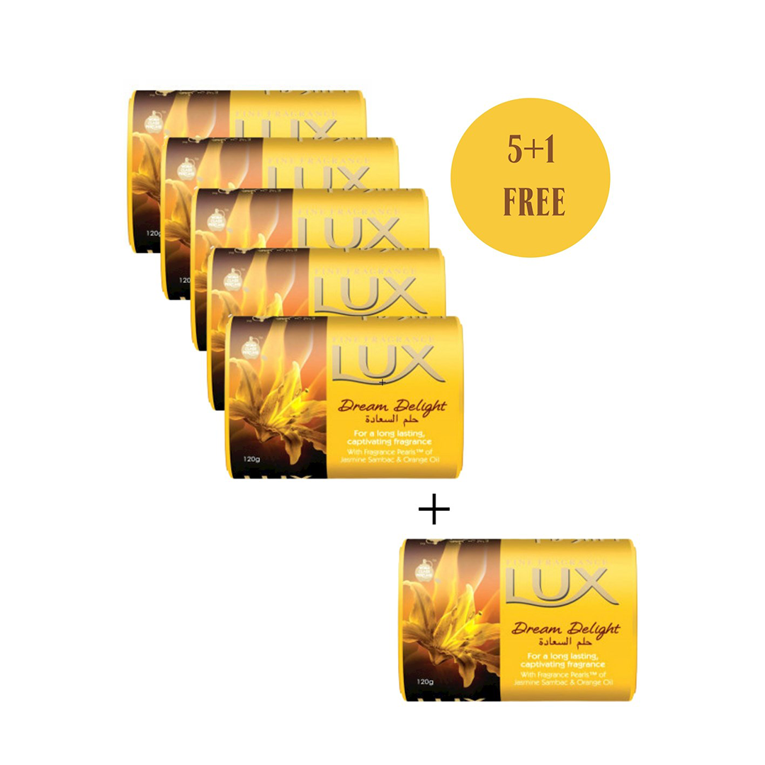 Lux Bar Dream Delight 2N1 120g, Pack of 5+1 Free