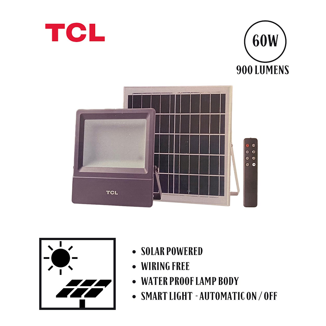 TCL Solar Flood Light T102 60W Time Dim + Remote -XX06065HW