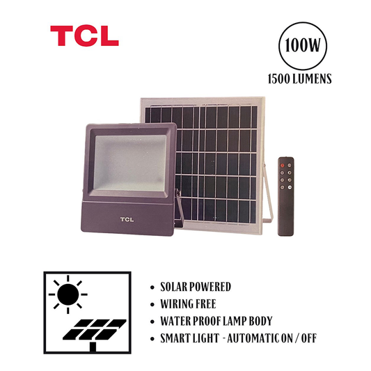 TCL Solar Flood Light T102 100W 6500K Time Dim + Remote -XX10065HW