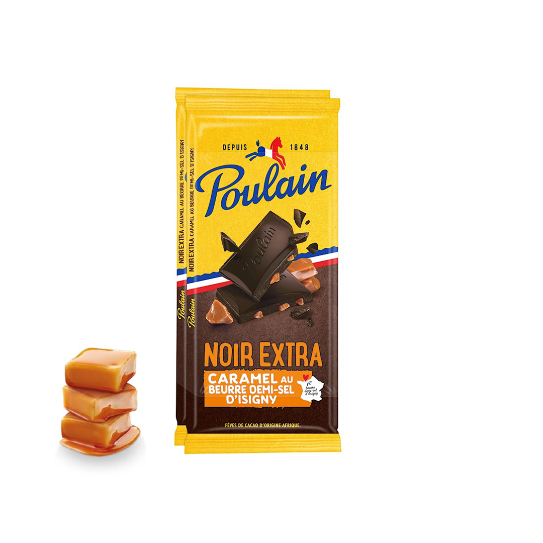 Poulain Tablette Noir Extra Caramel au Beurre Demi Sel 95G Pack of 2