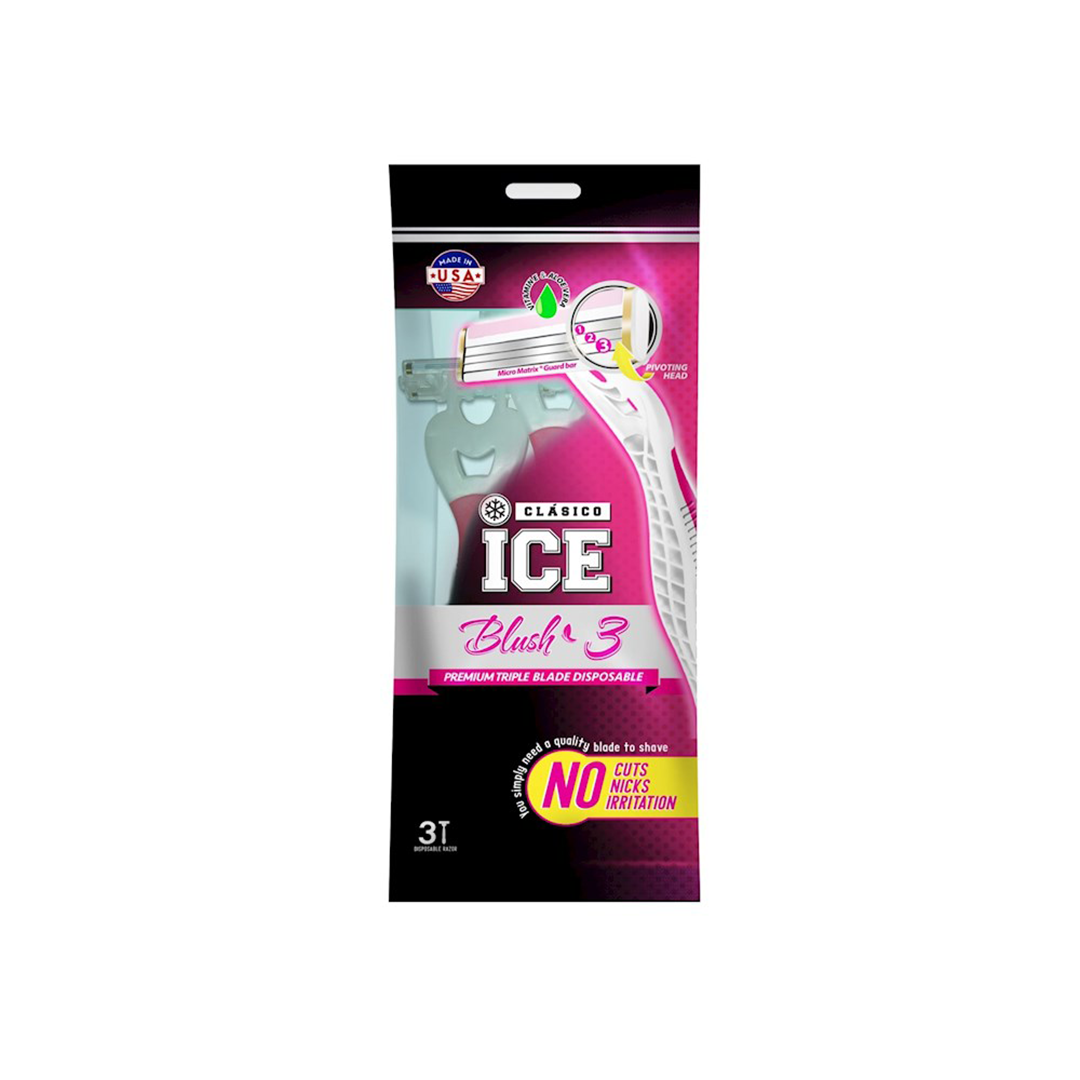 Clasico Ice Blush 3 Disposable Triple Blade Razor For Women Pouch Of 3 Razors