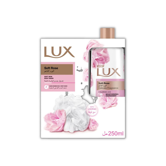 Lux Perfumed Body Wash Soft Rose With Loofa, 250ml