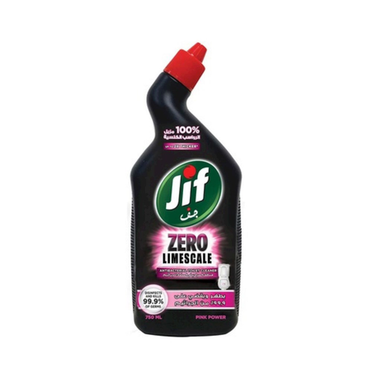 Jif Antibacterial Hard Surface Toilet Cleaner, Pink Power, Zero Limescale Disinfectant, 750ml