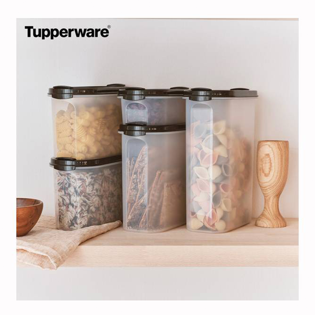 Tupperware S.S.-Oval Get It All Set, 5 Modular Mates - Jet Black